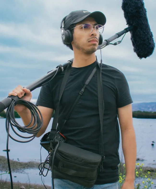 Checking audio levels on location